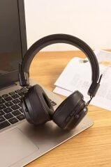 Bluetooth Kulaklık Rgb Işıklı Güçlü Bas Kulak Üstü Kablosuz Kulaklık HD12 Siyah