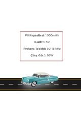 Bluetooth Hoparlör Retro Klasik Araba Tasarımlı 10W FM USB Selfie Speaker D85 Yeşil