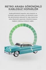 Bluetooth Hoparlör Retro Klasik Araba Tasarımlı 10W FM USB Selfie Speaker D85 Yeşil