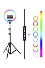 Işıklı Selfie Çubuğu 2.1M 14 Inc Saplı Youtuber Makyaj Işığı MJ36 Beyaz