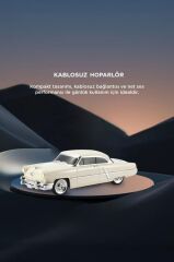 Bluetooth Hoparlör Retro Klasik Araba Tasarımlı 10W FM USB Selfie Speaker D85 Bej