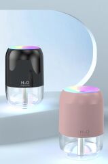 Hava Nemlendirici Buhar Makinesi Ve Aroma Difüzörü 200ml Ultrasonik Renkli H6 Pembe