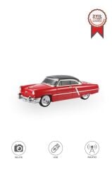 Bluetooth Hoparlör Retro Klasik Araba Tasarımlı 10W FM USB Selfie Speaker D85 Kırmızı