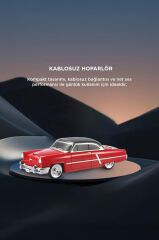 Bluetooth Hoparlör Retro Klasik Araba Tasarımlı 10W FM USB Selfie Speaker D85 Kırmızı