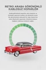 Bluetooth Hoparlör Retro Klasik Araba Tasarımlı 10W FM USB Speaker D85 Kırmızı