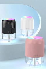 Hava Nemlendirici Buhar Makinesi Ve Aroma Difüzörü 200ml Ultrasonik Renkli H6 Siyah