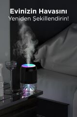 Hava Nemlendirici Buhar Makinesi Ve Aroma Difüzörü 200ml Ultrasonik Renkli H6 Siyah