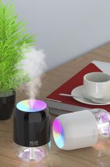 Hava Nemlendirici Buhar Makinesi Ve Aroma Difüzörü 200ml Ultrasonik Renkli H6 Siyah