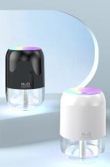 Hava Nemlendirici Buhar Makinesi Ve Aroma Difüzörü 200ml Ultrasonik Renkli H6 Beyaz