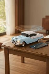 Bluetooth Hoparlör Retro Klasik Araba Tasarımlı 10W FM USB Selfie Speaker D87 Mavi