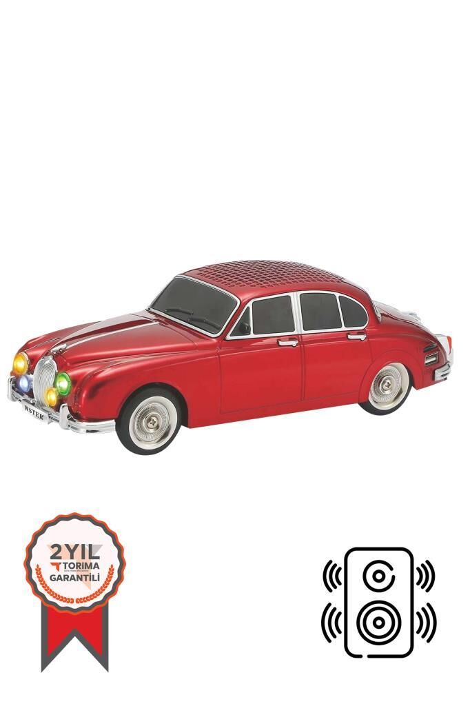 Bluetooth Hoparlör Retro Araba Tasarımlı Speaker WS-596 Kırmızı