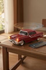 Bluetooth Hoparlör Retro Klasik Araba Tasarımlı 10W FM USB Speaker D87 Kırmızı
