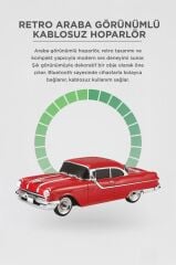 Bluetooth Hoparlör Retro Klasik Araba Tasarımlı 10W FM USB Speaker D87 Kırmızı