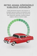 Bluetooth Hoparlör Retro Klasik Araba Tasarımlı 10W FM USB Speaker D87 Kırmızı