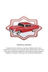 Bluetooth Hoparlör Retro Klasik Araba Tasarımlı 10W FM USB Selfie Speaker D87 Kırmızı