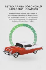 Bluetooth Hoparlör Retro Klasik Araba Tasarımlı 10W FM USB Selfie Speaker D87 Turuncu
