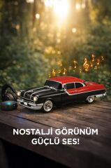 Bluetooth Hoparlör Retro Klasik Araba Tasarımlı 10W FM USB Selfie Speaker D87 Siyah