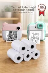 Termal Rulo Kağıt Yapışkanlı Etiket Sticker Tüm Mini Makinalarla Uyumlu 1 Paket (5 Adet) Beyaz