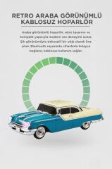 Bluetooth Hoparlör Retro Klasik Araba Tasarımlı 10W FM USB Selfie Speaker D87 Yeşil