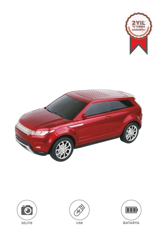 Bluetooth Hoparlör Suv Araba Tasarımlı 16W FM USB Selfıe Speaker D88 Kırmızı