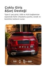 Bluetooth Hoparlör Suv Araba Tasarımlı 16W FM USB Selfıe Speaker D88 Kırmızı