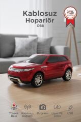 Bluetooth Hoparlör Suv Araba Tasarımlı 16W FM USB Selfıe Speaker D88 Kırmızı