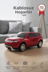 Bluetooth Hoparlör Suv Araba Tasarımlı 16W FM USB Selfıe Speaker D88 Kırmızı