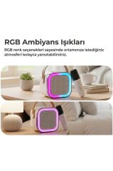 Bluetooth Hoparlör Mikrofonlu Rgb Işıklı Speaker K12 Beyaz