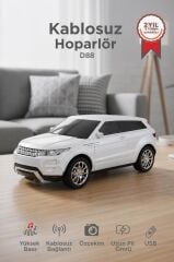 Bluetooth Hoparlör Suv Araba Tasarımlı 16W FM USB Selfie Speaker D88 Beyaz