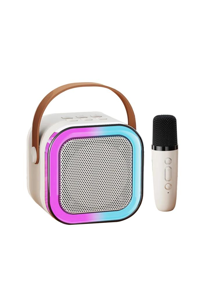 Bluetooth Hoparlör Mikrofonlu Rgb Işıklı Speaker K12 Beyaz
