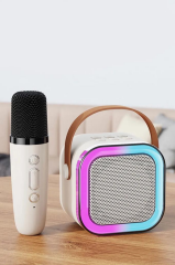 Bluetooth Hoparlör Mikrofonlu Rgb Işıklı Speaker K12 Beyaz