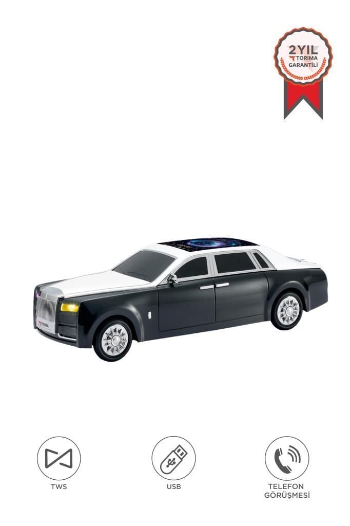 Bluetooth Hoparlör Süper Lüks Araba Tasarımlı 15W TWS FM USB Speaker D82 Siyah