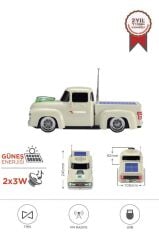 Bluetooth Hoparlör Güneş Enerjili Kamyon Tasarımlı FM USB TF Speaker D44 Bej