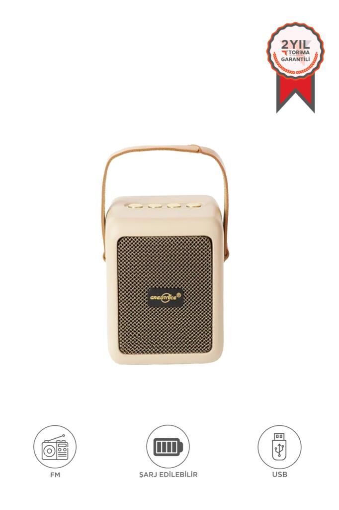 Bluetooth Speaker Kablosuz Hoparlör  USB Girişli Şarjlı Hoparlör GTS-2201 Bej
