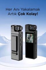 Torima CMR-19 Siyah 4k 180 Derece Vücut Kamerası Wifi Gece Görüslü Aksiyon Kamerası