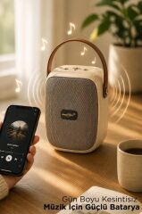 Bluetooth Hoparlör Rgb Işıklı FM Radyo Kablosuz Taşınabilir Speaker GTS-1679 Bej
