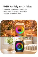 Bluetooth Hoparlör Rgb Işıklı FM Radyo Kablosuz Taşınabilir Speaker GTS-1679 Bej