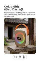 Bluetooth Hoparlör Rgb Işıklı FM Radyo Kablosuz Taşınabilir Speaker GTS-1679 Bej