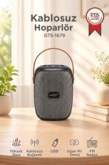 Bluetooth Hoparlör Rgb Işıklı FM Radyo Kablosuz Taşınabilir Speaker GTS-1679 Siyah