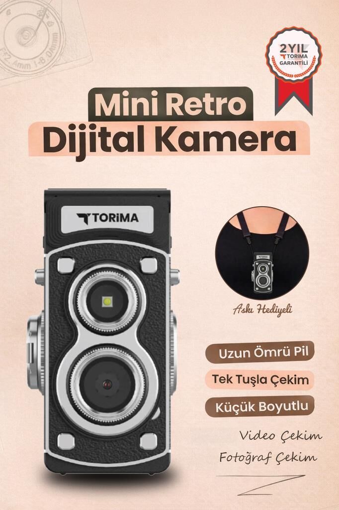 Mini Retro Dijital Fotoğraf Makinesi Video Kamera 1080P CMR44 Siyah