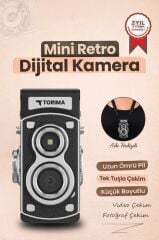 Mini Retro Dijital Fotoğraf Makinesi Video Kamera 1080P CMR44 Siyah