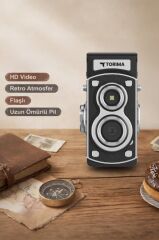 Mini Retro Dijital Fotoğraf Makinesi Video Kamera 1080P CMR44 Siyah