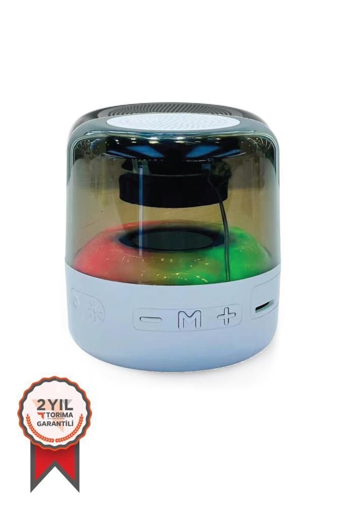 Bluetooth Hoparlör Rgb Işıklı Taşınabilir Speaker D14 Beyaz