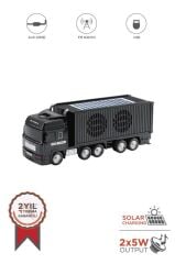 Bluetooth Hoparlör Tır FM AUX USB Güneş Enerjili Speaker D45 Siyah