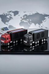 Bluetooth Hoparlör Güneş Enerjili Tır Tasarımlı FM USB AUX Speaker D45 Kırmızı