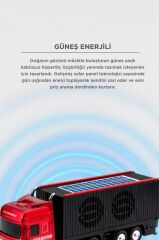 Bluetooth Hoparlör Güneş Enerjili Tır Tasarımlı FM USB AUX Speaker D45 Kırmızı