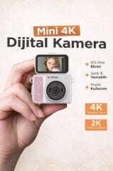 Mini Dijital Kamera 2K Flip Ekranlı Selfie Video Vlog Kamerası CMR46 Pembe