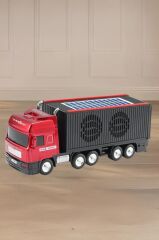 Bluetooth Hoparlör Güneş Enerjili Tır Tasarımlı FM USB AUX Speaker D45 Kırmızı