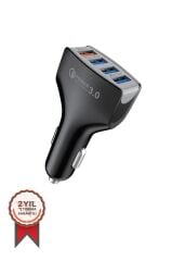 Hızlı Şarj Adaptörü 4 Port Çift Usb Araç Çakmaklık Şarj C20 Siyah