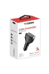 Torima Hızlı Şarj Adaptörü 4 Port Çift Usb Araç Çakmaklık Şarj C20 Siyah
